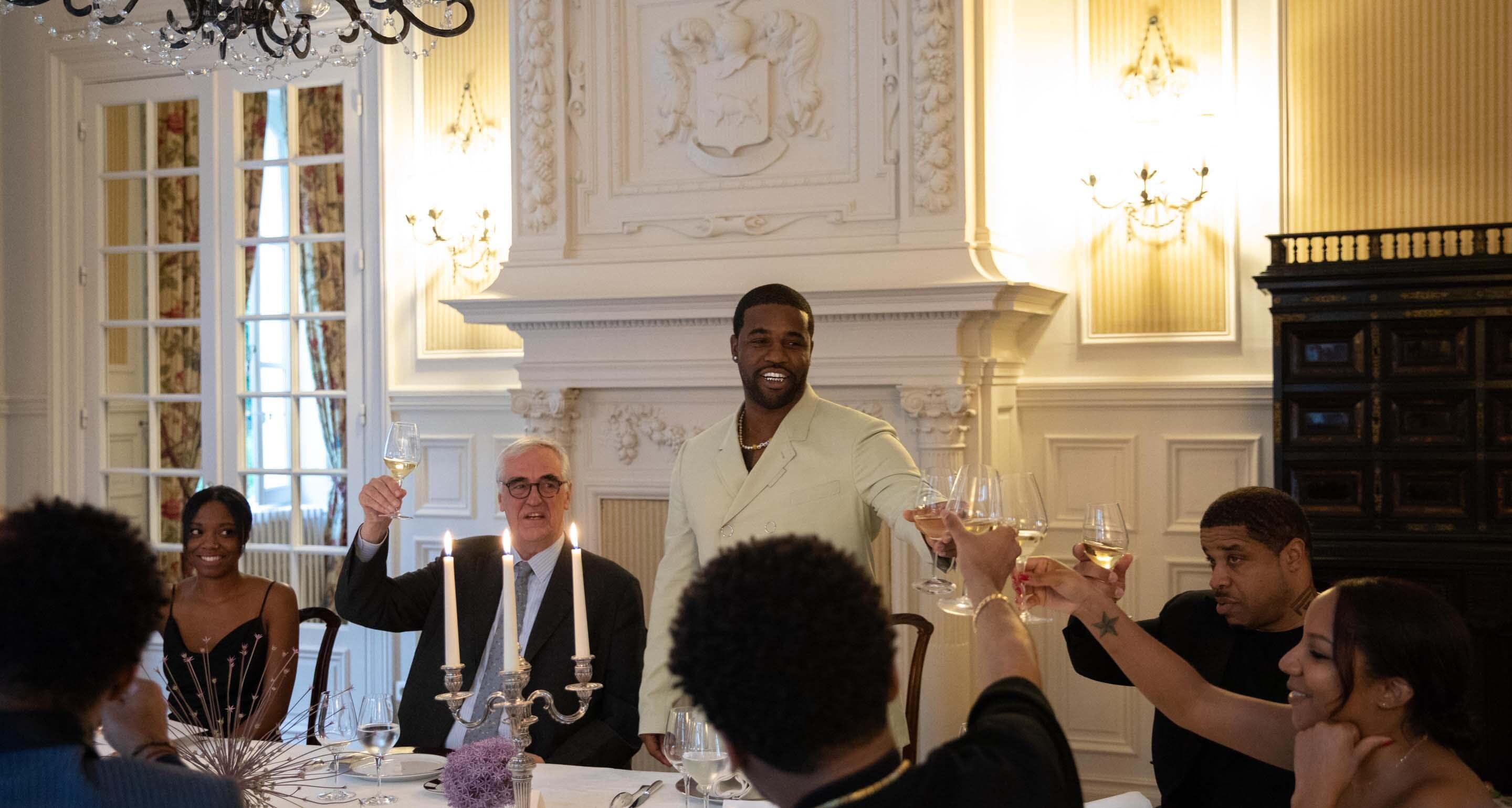 A$AP Ferg toasting his friends and hosts at a dinner in the Hennessy Maison, in Cognac, France.