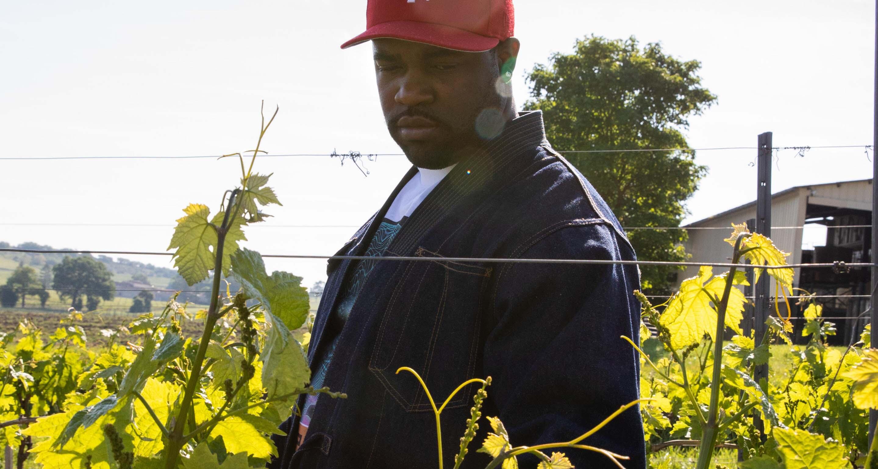 A$AP Ferg walking the vineyard at Hennessy, in France.